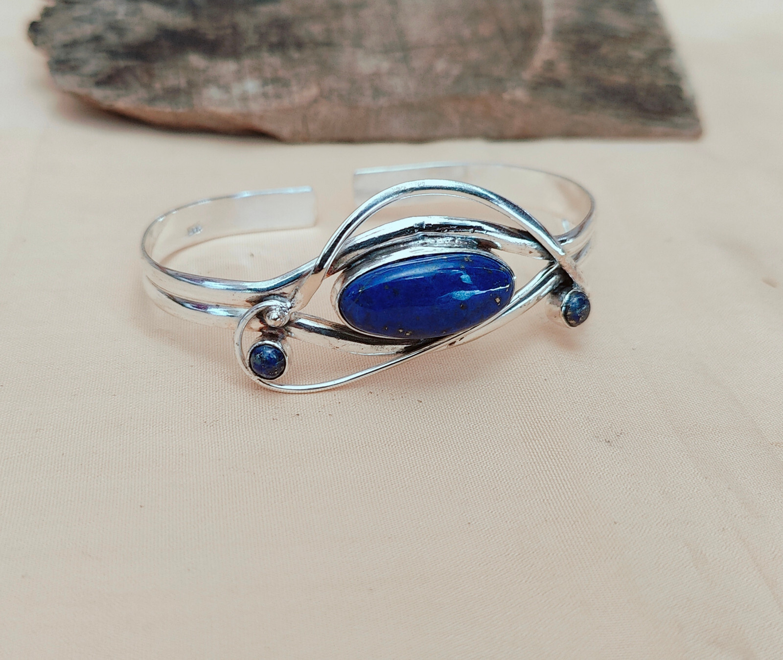 Lapis Lazuli Bangle  925 Silver Jewelry  Handmade Bangle  Beautiful Gift For Her