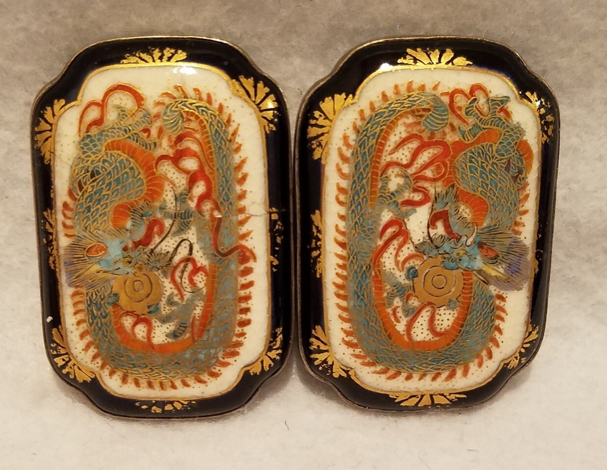 **ANTIQUE MEJI ERA SATSUMA/HALLMARK SILVER RECT. 2P… Gem