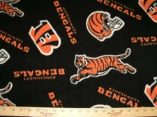 NFL Cincinnati Bengals Fleece Fabric Sold By The Yard BTY 58" wide