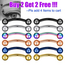 30PCS Mix-Color Steel Eyebrow Studs Lip Belly Ring Cartilage Tragus Earring 16G