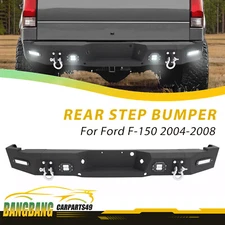 For Ford F-150 2004-2008 New Steel Rear Bumper Textured W/ Spotlights + D-Rings