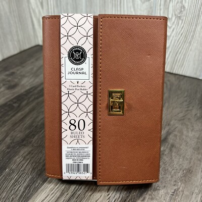Modern Expressions - Clasp Journal - Pen Holder - 5 Card Pockets - Brown