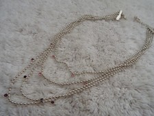 NY CO Silvertone Colorful Rhinestone Multi Chain Necklace