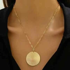 Golden Boho  Round Disc Geometric Pendant Necklace Women Fashion Gift New