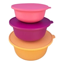 Tupperware Aloha Mixing Bowls 3pc Set Serving Nesting Storing 7.5L, 4L, 2L