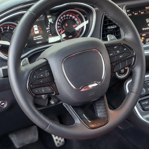 Steering Wheel Carbon Fiber Forming Cover Trim Bezel kit for Dodge Durango 2014+ - Picture 2 of 6