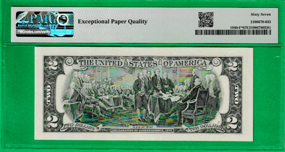 $2  Federal Reserve Note STAR ⭐ Atlanta PMG 67 BIRTH YEAR  Serial Number  "2015* - Image 3 of 3