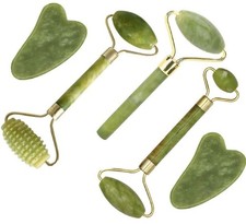 fuvooi Jade Gua Sha Facial Massager Set - 5 in 1 Skin Care Tools with Green