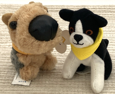 2 Mcdonalds Mini Plush Happy Meal Toys Yorkshire & Boston Terrier Puppy Dogs 3''