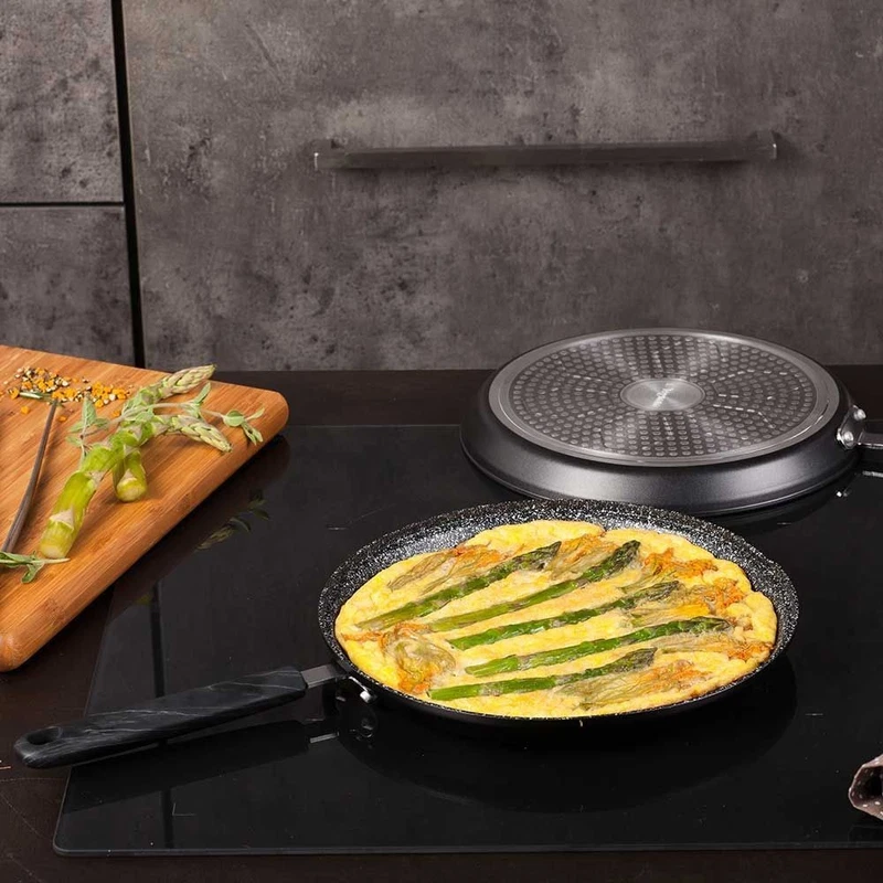 Doppia Padella GIRA FRITTATA 26 cm con Manico TOGNANA Antiaderente per INDUZIONE, fotografia 7 di 8