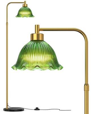 Glass Floor Lamp for Living Room, 70  Tall Lamp Adjustable Height Vintage Sta...