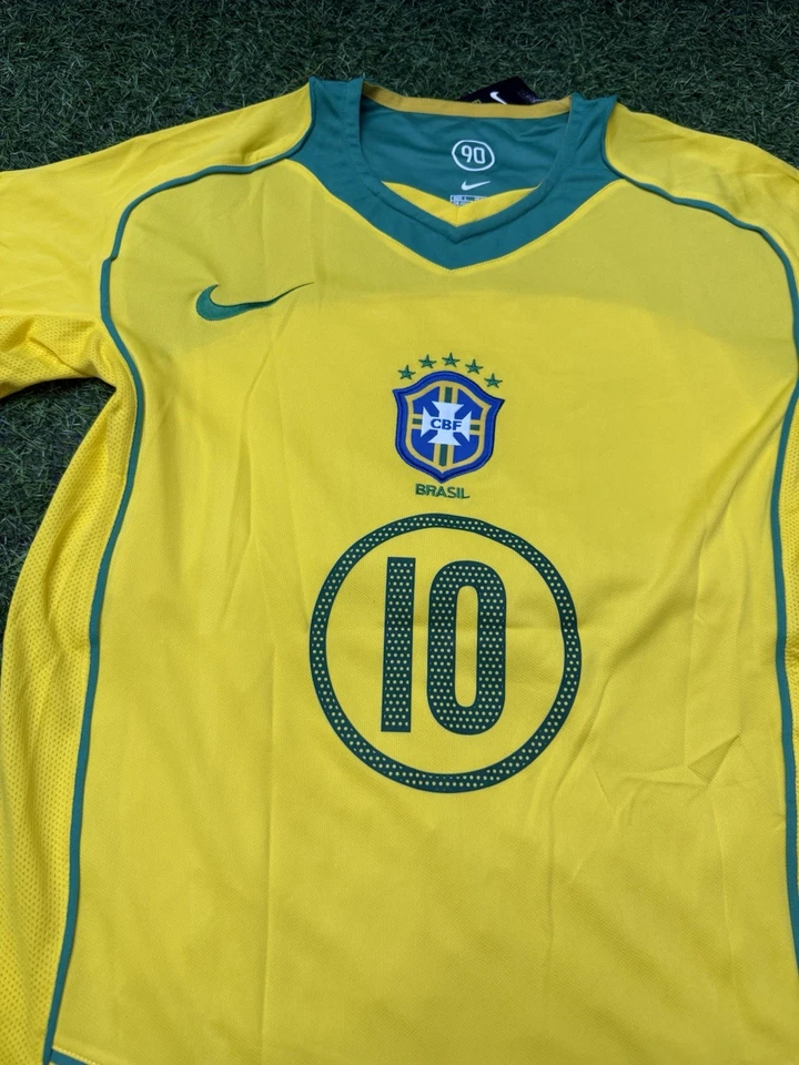 Brazil Ronaldinho Retro Jersey Men’s 2004–06 Home Jersey T-90 Large “Dinho” - Image 3 of 4