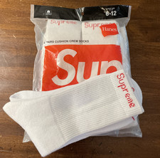 SALE Supreme Hanes Crew Socks 4 Pack White Size 6-12 Streetwear - NWT