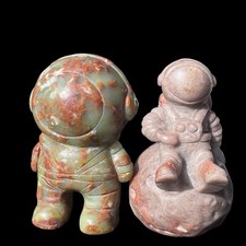 Space Astronaut Statue Set Modern Sci-Fi Home Office Shelf Decor Two Pieces