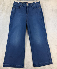 NYDJ Bridgewater Wide Leg Jeans Women  s 10 Lift Tuck Future Fit Blue Denim