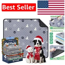 4 Pack Washable Dog Pee Pads 18''x24'' - Absorbent & Non-Slip Training Solution