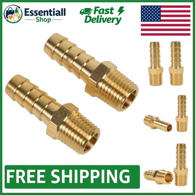 Versatile 2 Pack Brass Hose Fitting 3/8'' Barb to 1/4'' NPT for Tight Seals