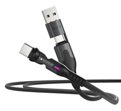 Statik Power Pivot  PRO Charge & Sync rotierende Spitze 3 m USB-A/C auf USB-C Kabel UK