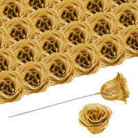 50 StüCk Glitzerrosen KüNstliche Blumen,GefäLschte Rosen Mit 50 Stielen,Gold