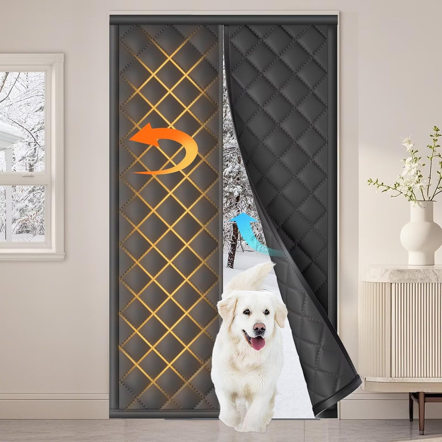 Magnetic Thermal Insulated Door Curtain Fits 32