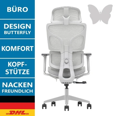 LMG Ergonomischer Bürostuhl mit Bionischer Rückenlehne Grau Höhenverstellbar Komfort