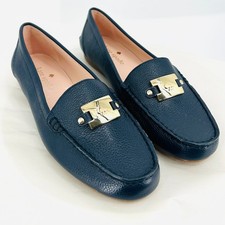 New Kate Spade New York Navy Blue Pebbled Leather Carmen Driving Loafers
