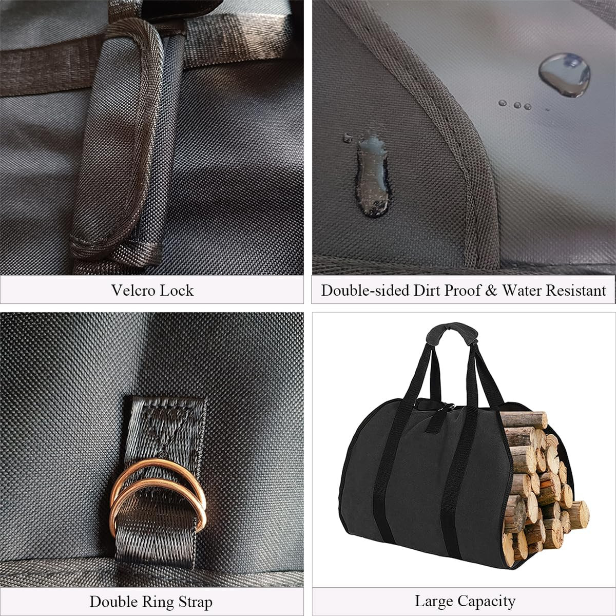 Firewood Carrier with Handles, Firewood Rack Outdoor Firewood Bags, Water Resist