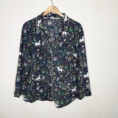 PrintFresh Unicorn Garden Botanical Long Sleeve Shirt Top Only Women s Large