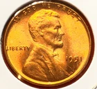 1951-P Lincoln Wheat Cent Penny GEM RED BU From an Original Bank Roll