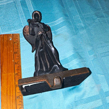 Bronze Metallic Metal Angel Figurine on Base, 3D Effect, 7 in