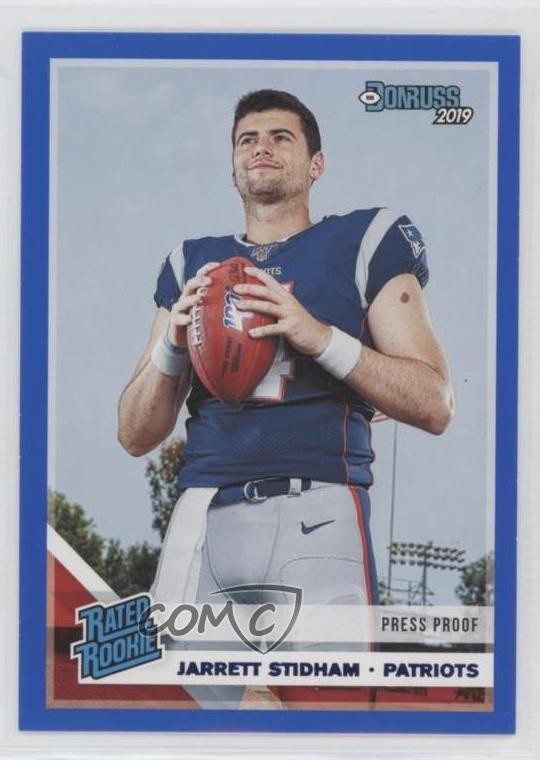 2019 Panini Donruss Rated Rookie Press Proof Blue Jarrett Stidham #307 0w9z