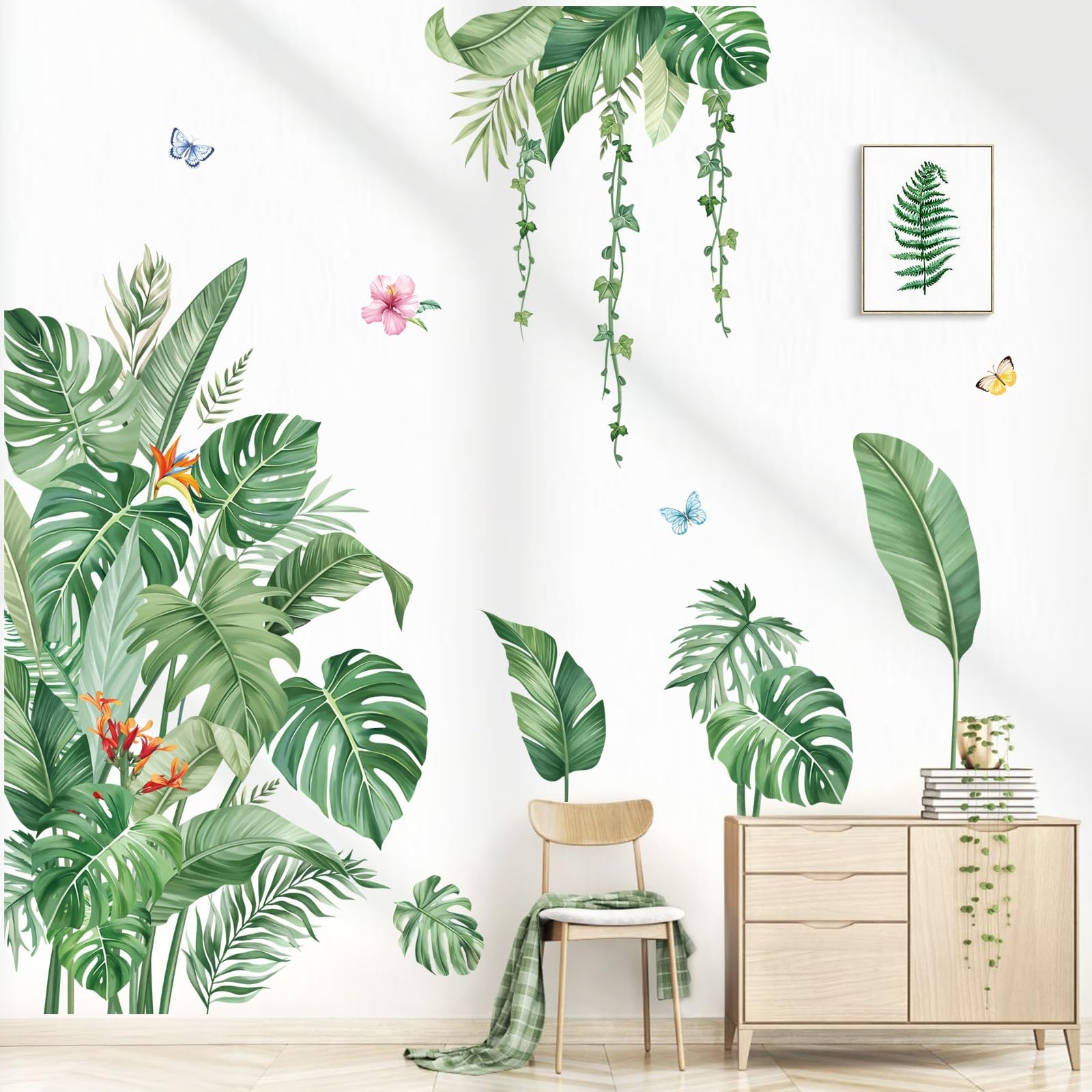 Stickers muraux feuilles tropicales pour salon nature et cocooning