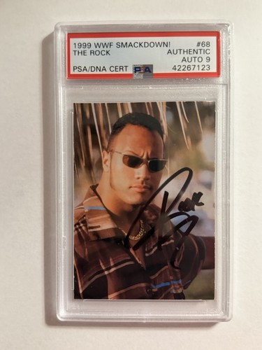Dwayne “The Rock” Johnson 1999 Smackdown #68 Autograph PSA  9 Authentic
