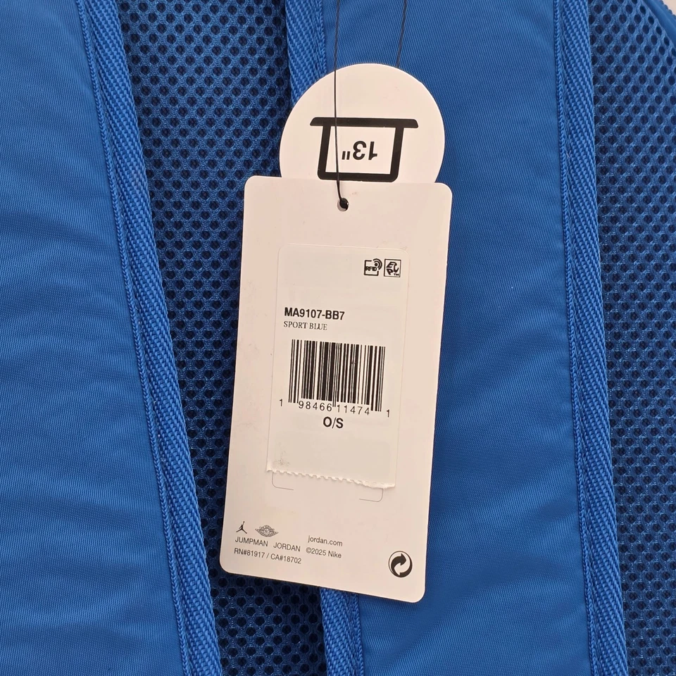 Mochila deportiva JORDAN Flight Club azul blanca Jumpman 23 gráfico NUEVA Foto 4 de 4