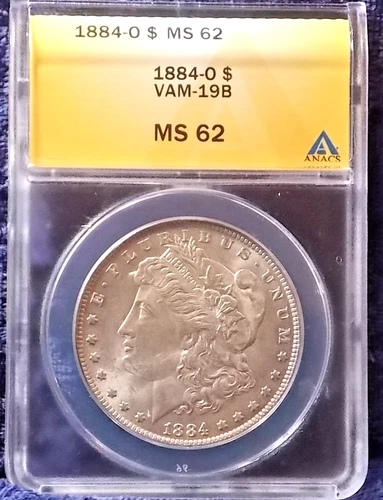 1884-O   MORGAN DOLLAR   *BRIGHT WHITE*   MS-62   VAM-19B    HARD TO FIND!!!