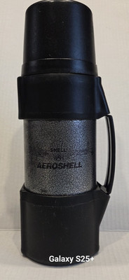 RARE Vintage SHELL  AEROSHELL Metal Thermos Aviation Collectable Good Condition
