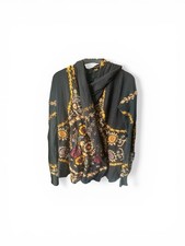 Biya by Johnny Was Embroidered Floral Hooded Cardigan XS Black Gold Red Yellow