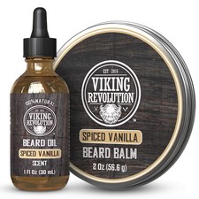 Viking Revolution Spiced Vanilla Beard Balm for Men 2oz and Beard Oil 1 fl oz...