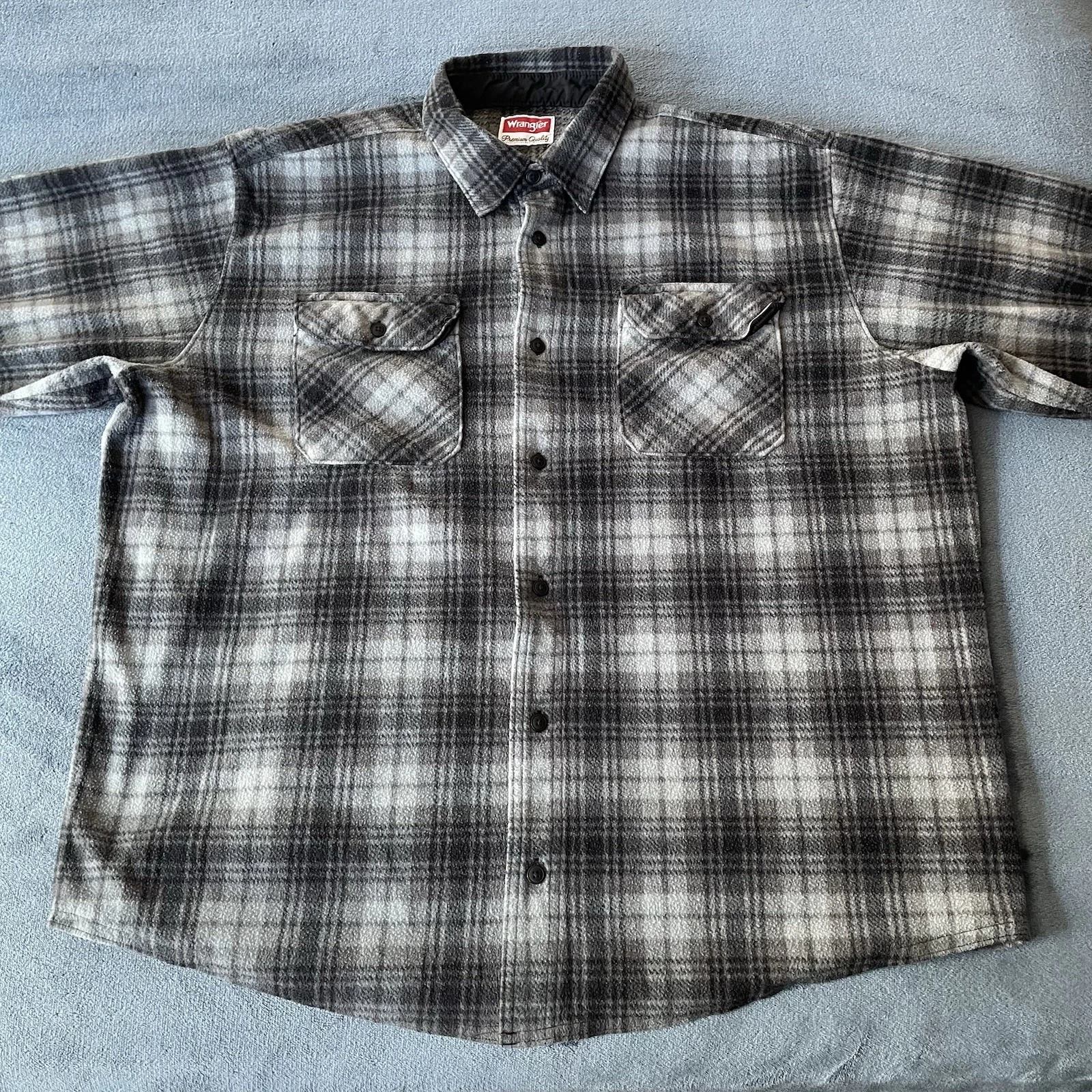 Wrangler Long Sleeve Black & White Button Up Plaid Flannel Shirt XL