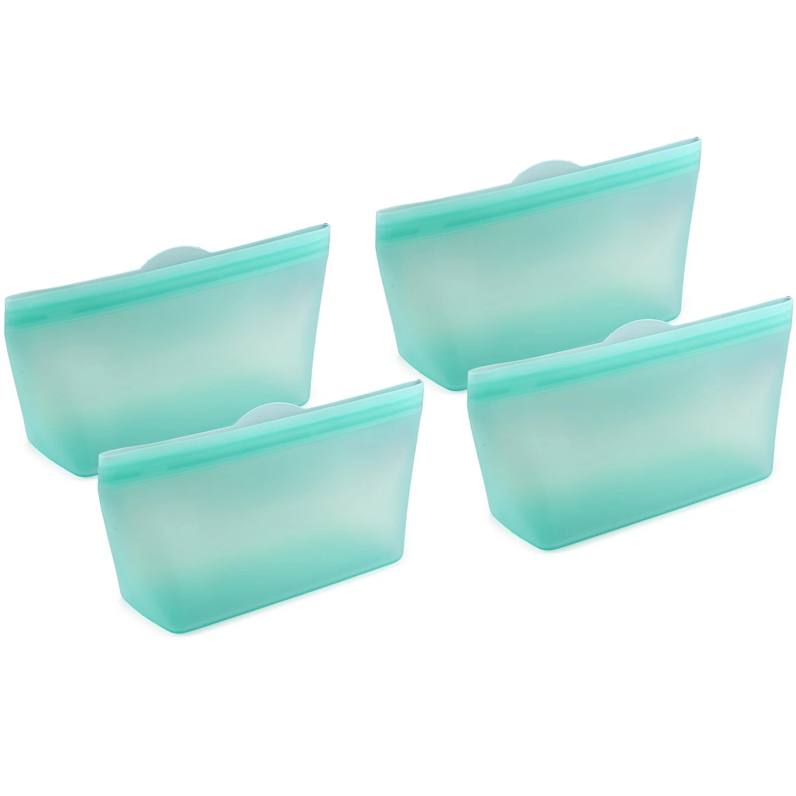 Reusable Quart Bags - Set of 4 Pool Blue Silicone Freezer Bags, Airtight Leak...