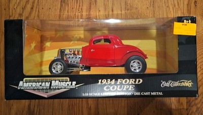 AMERICANMUSCLE '34 Ford NEWSTALGIA 1：18 NEW Rare ERTL 1:18 Scale AMERICAN MUSCLE 1934 RED FORD COUPE