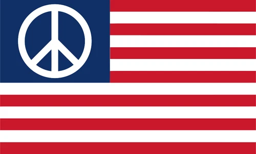 Peace and Love Stop War USA Flag Self Adhesive Vinyl Sticker