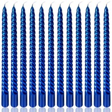 Blue Spiral Taper Candles Set 10 Inch Unscented Dripless Holiday Party Decor