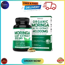 Organic Moringa Capsules 40,000Mg (3 Month Supply) Pure Organic Moringa Leaf Pow