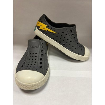 Native Jefferson Print Kids C6 Dublin Grey Groovy Lightning Bolt Slip On Shoes