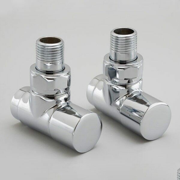 Runtal Radiator Valve Set - 1/2" NPT - Angle - Shut-Off - Polished