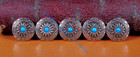 10X 30MM Western concho silver turquoise flower leather wallet saddle screw back