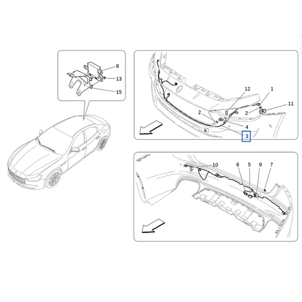 Maserati Ghibli 2018-2021 Front Bumper Parking Sensor Harness OEM 670100964