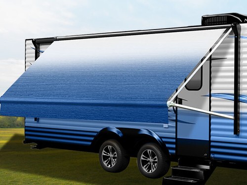 8' Width 22 Feet Length RV Awning Fabric Camper Awning Replacement Shade Blue