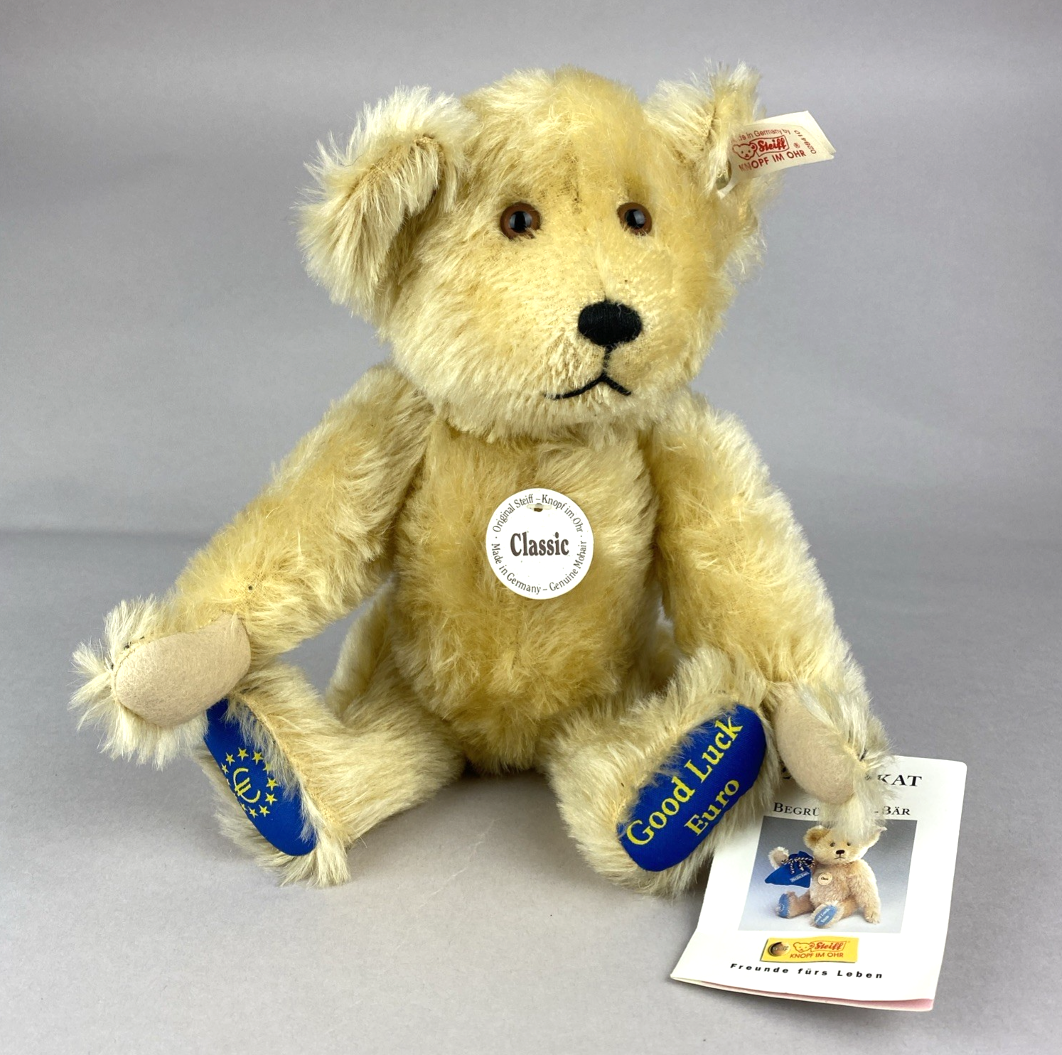 Steiff ""Hello Euro Bear "" Ltd Edition - 1999 - Blond Mohair 28cm - EAN:028410